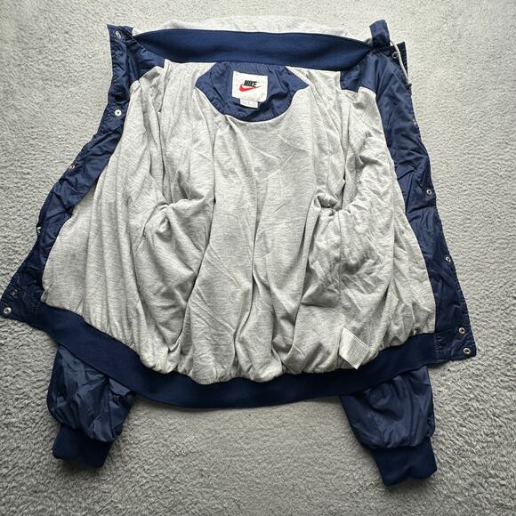 Vintage 90s Nike Lined Hooded Windbreaker Button Coach Jacket Mens Large Navy - Picture 7 of 12